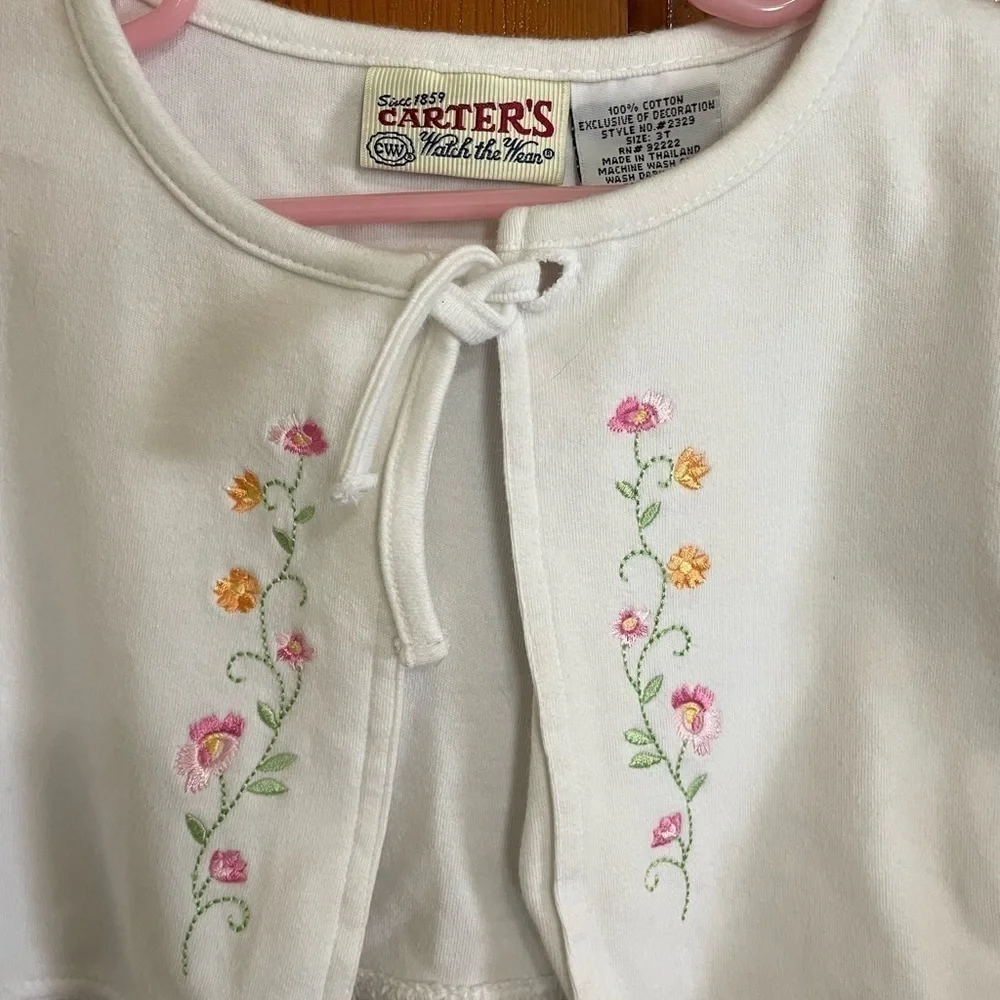 90s/Y2K Carter’s Cardigan Embroidered Floral with Tie Size 3T
